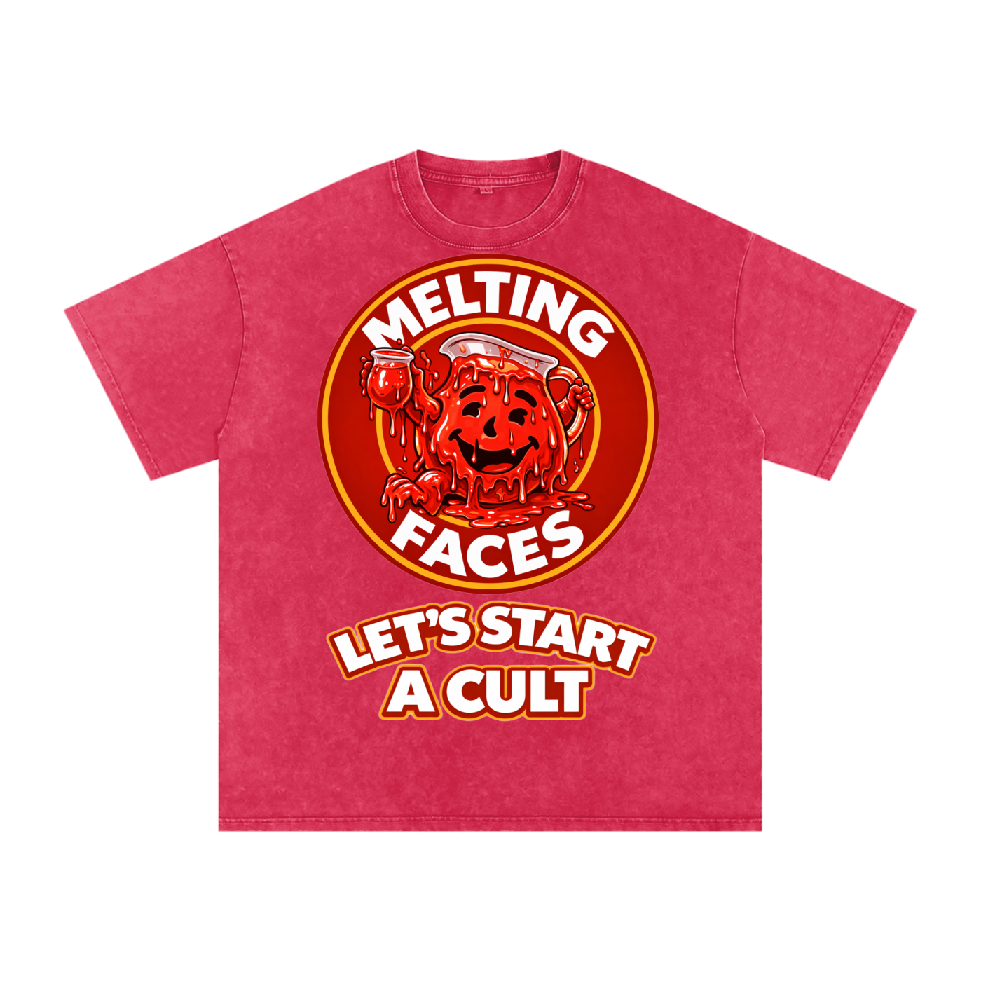 “Let’s Start A Cult” Melting Faces Men’s Tee