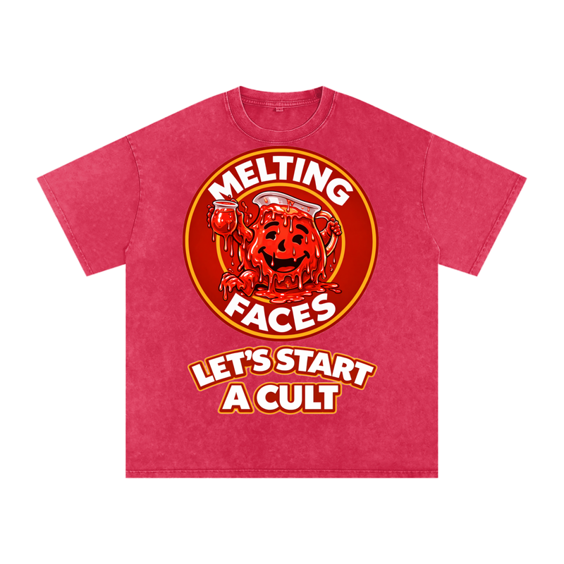 “Let’s Start A Cult” Melting Faces Men’s Tee