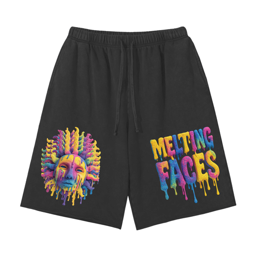 Snow Washed Raw Hem Shorts