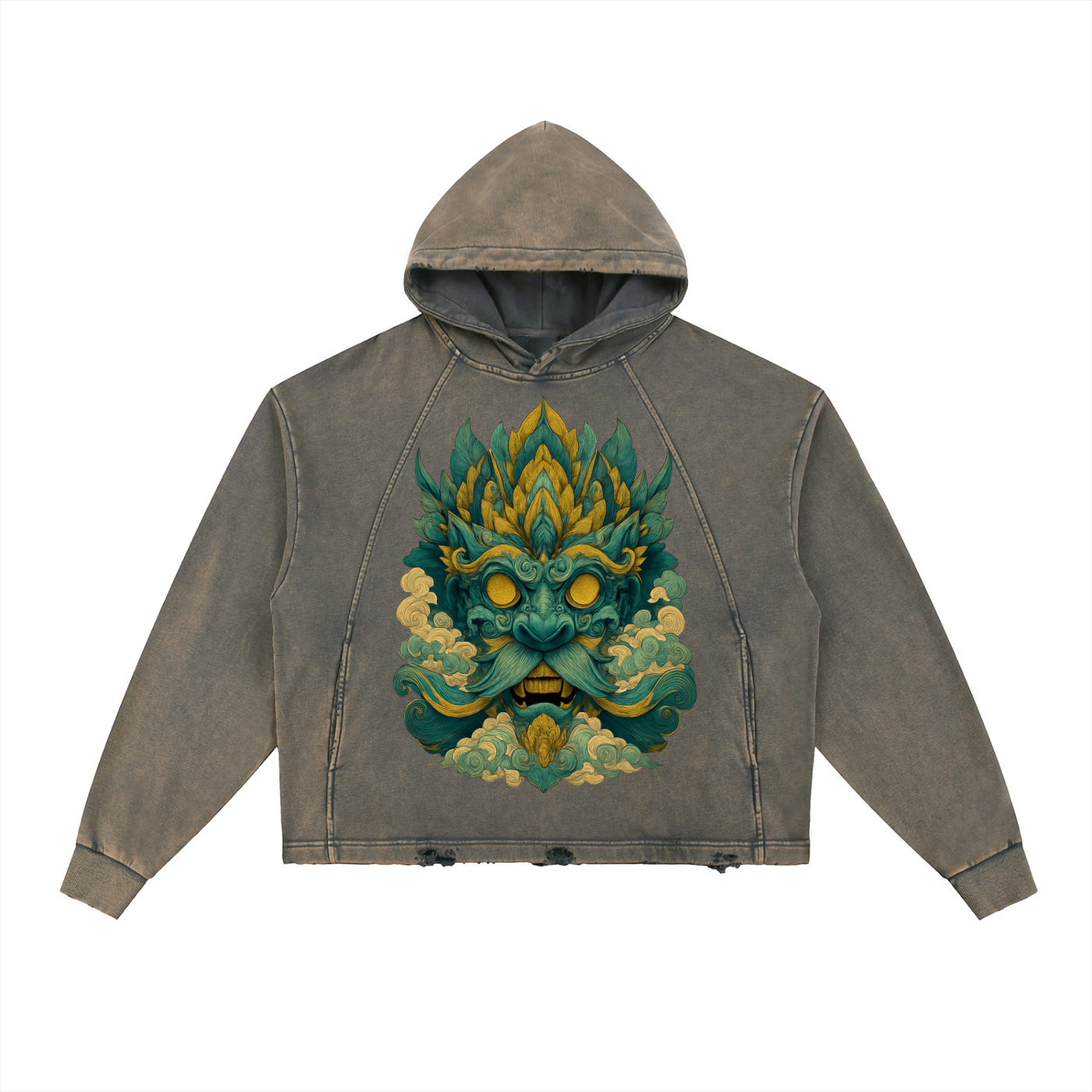 Vintage Washed Frayed-Hem Hoodie