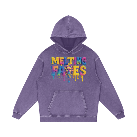 “MELTING FACES VOL. 2” SNOW WASHED HEAVYWEIGHT HOODIE