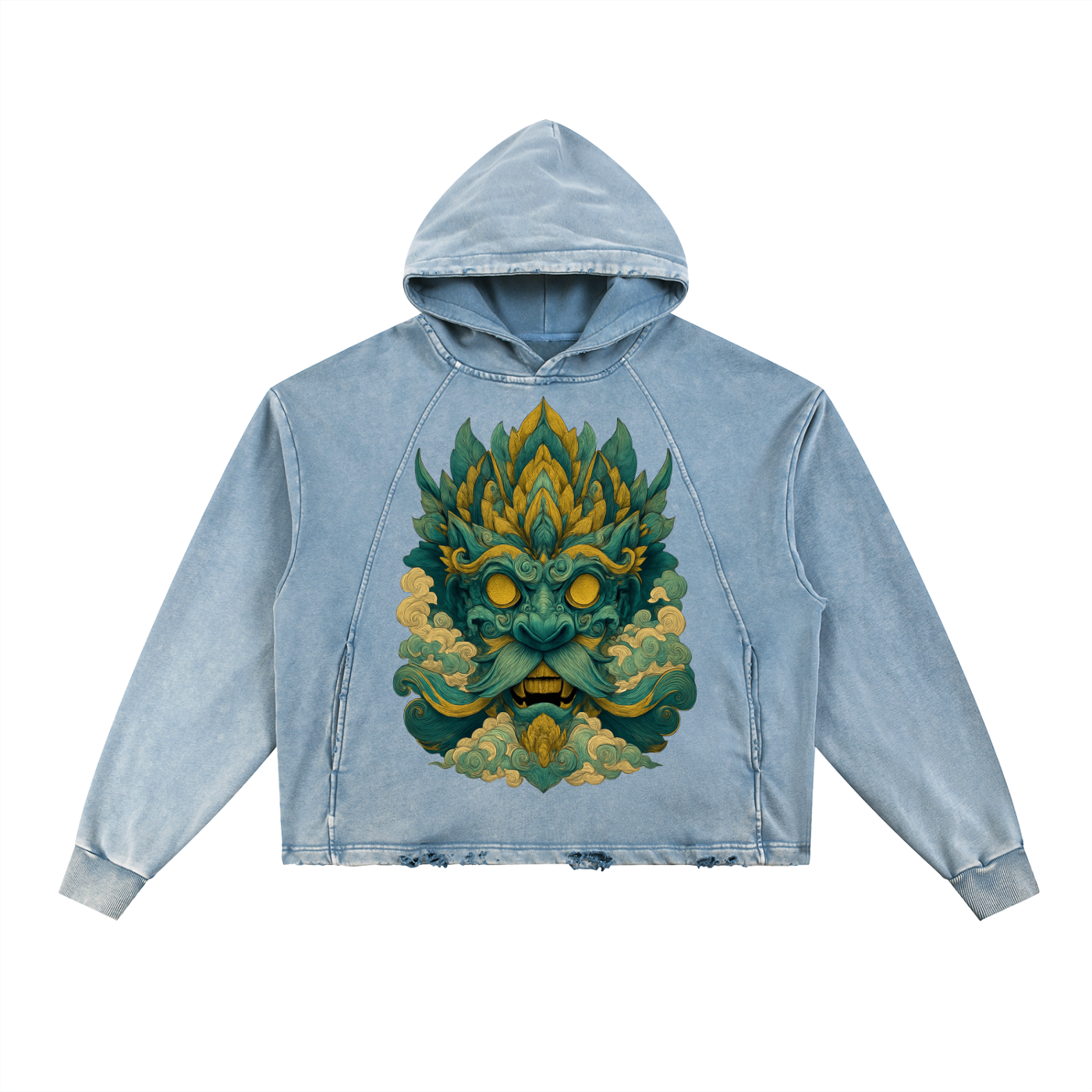 Vintage Washed Frayed-Hem Hoodie